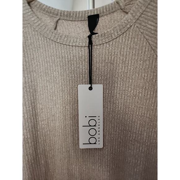 Bobi Los Angeles Sweater Womens Small Tan Pulllover Cotton Long Sleeve NWT A108 - Picture 2 of 6
